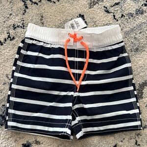GAP Kids Navy and White Striped Shorts with Orange Drawstring